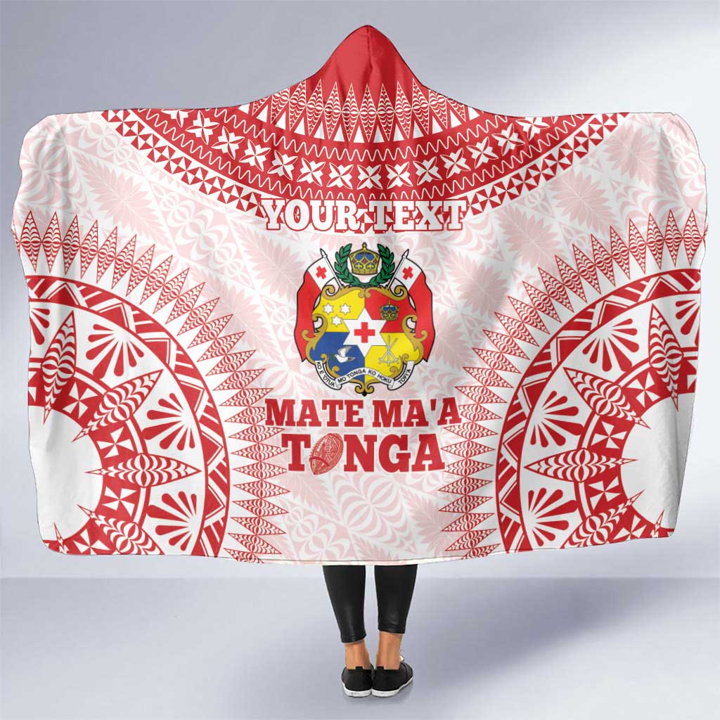 Custom Tonga Mate Maa Hooded Blanket Go Champions Tongan Ngatu - White