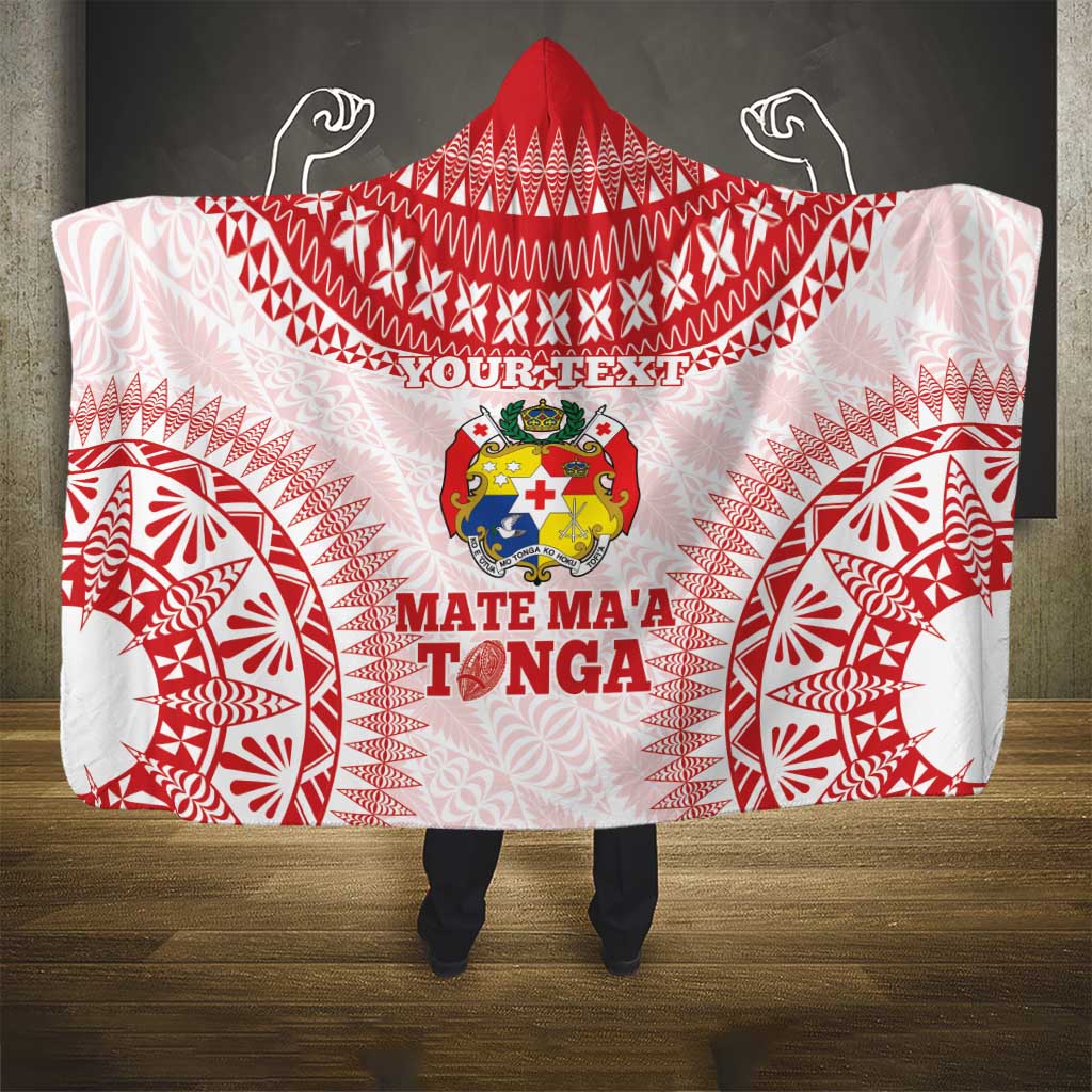 Custom Tonga Mate Maa Hooded Blanket Go Champions Tongan Ngatu - White LT14 - Polynesian Pride