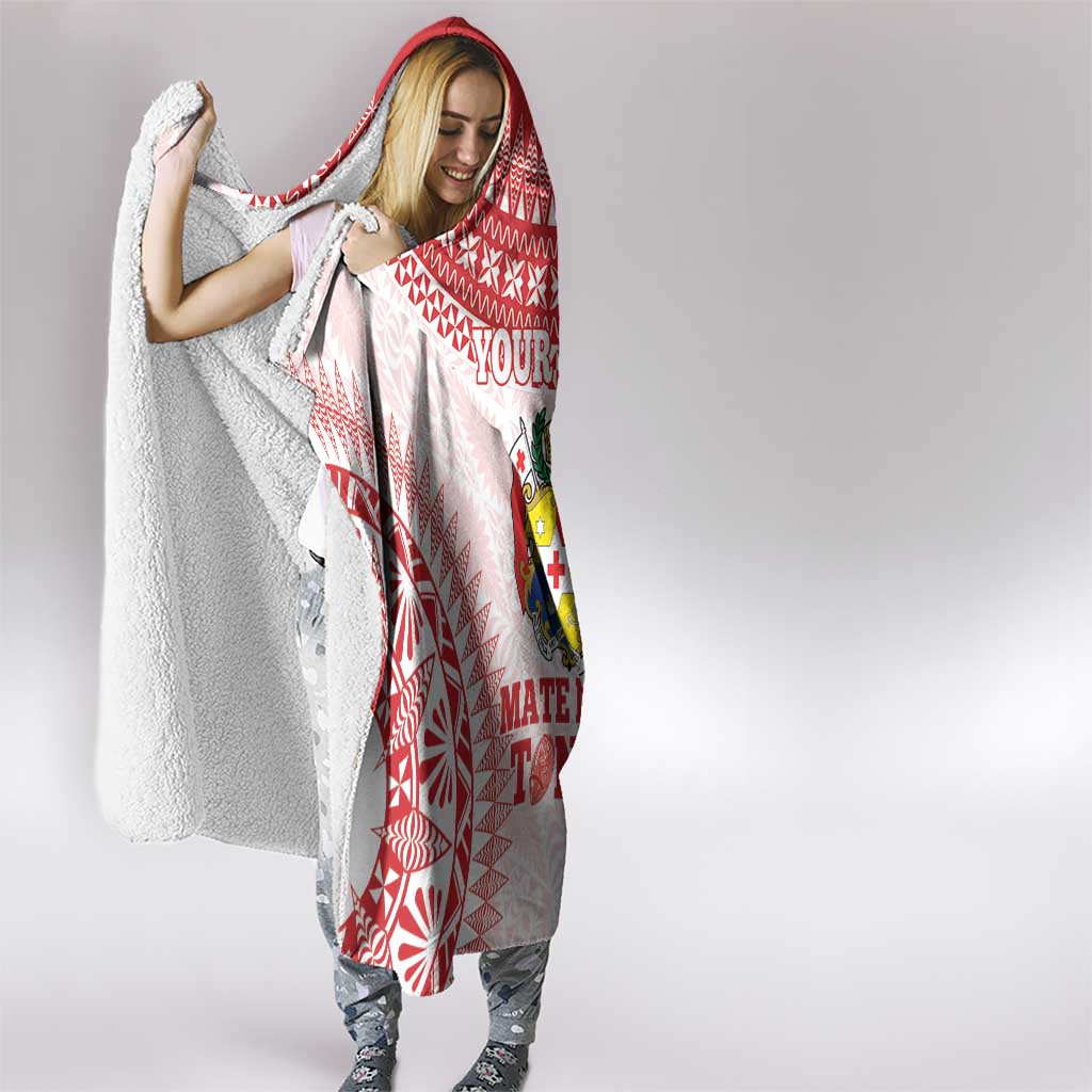Custom Tonga Mate Maa Hooded Blanket Go Champions Tongan Ngatu - White LT14 - Polynesian Pride