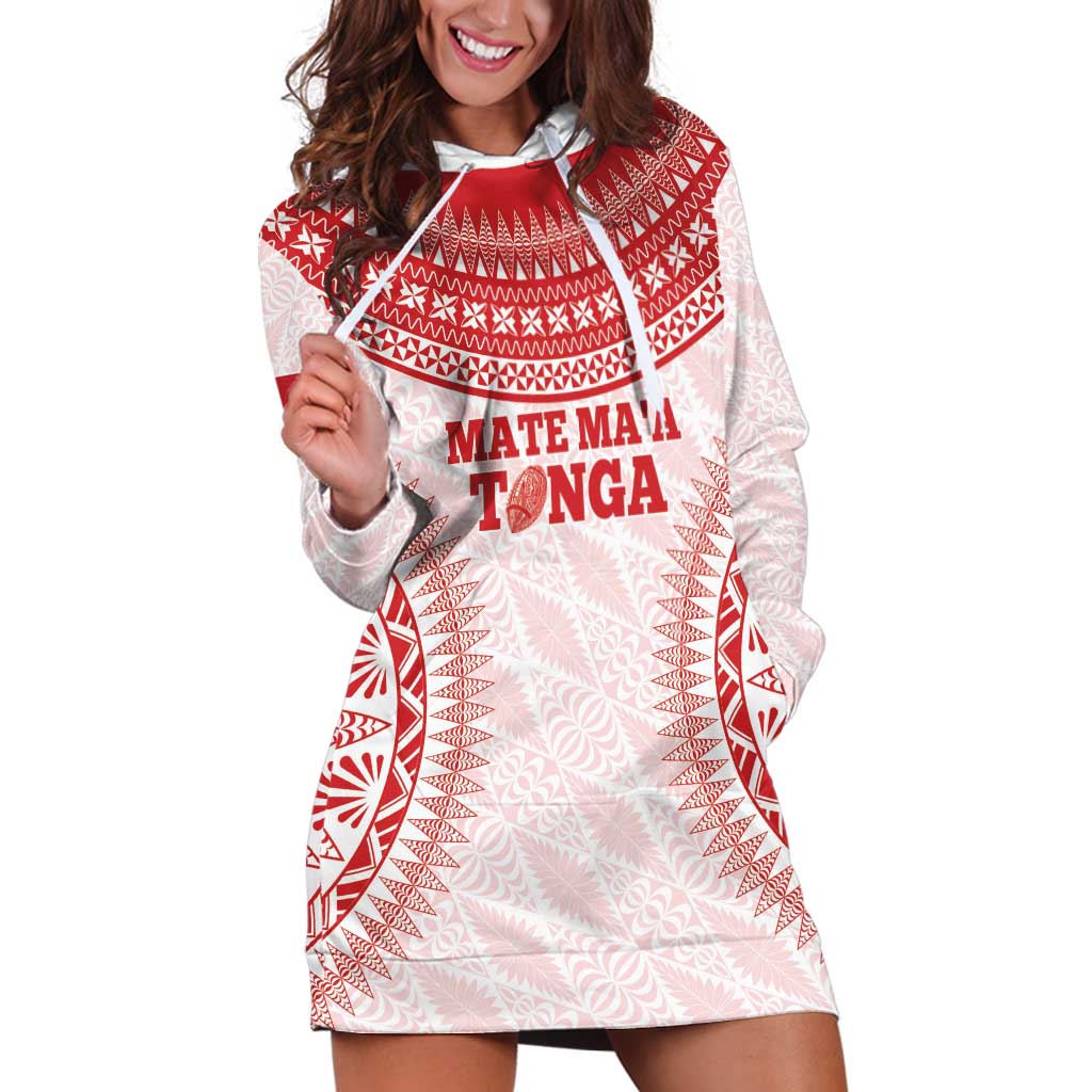 Custom Tonga Mate Maa Hoodie Dress Go Champions Tongan Ngatu - White LT14 White - Polynesian Pride