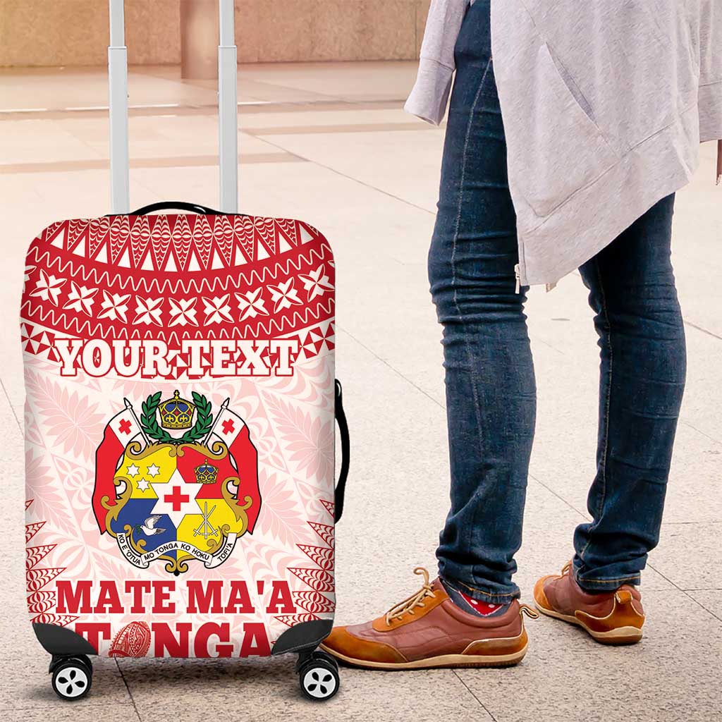 Custom Tonga Mate Maa Luggage Cover Go Champions Tongan Ngatu - White