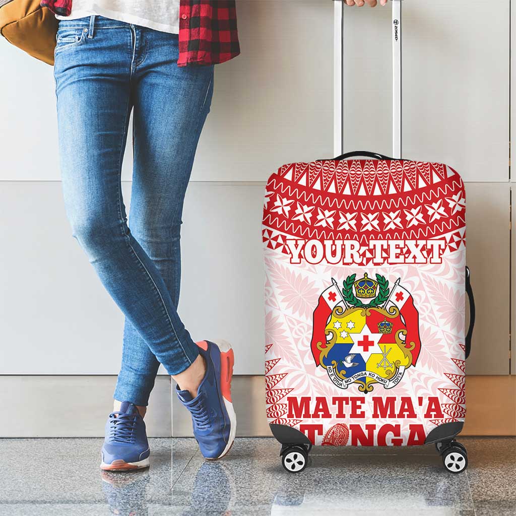 Custom Tonga Mate Maa Luggage Cover Go Champions Tongan Ngatu - White