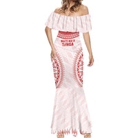 Custom Tonga Mate Maa Mermaid Dress Go Champions Tongan Ngatu - White