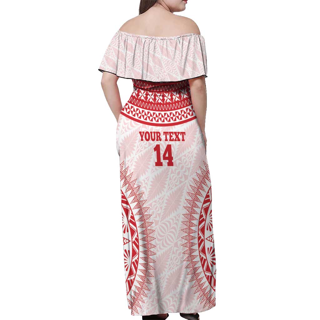 Custom Tonga Mate Maa Off Shoulder Maxi Dress Go Champions Tongan Ngatu - White
