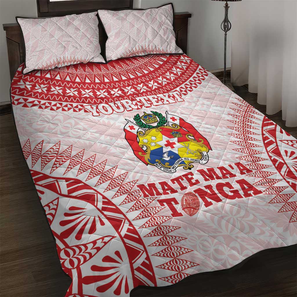 Custom Tonga Mate Maa Quilt Bed Set Go Champions Tongan Ngatu - White