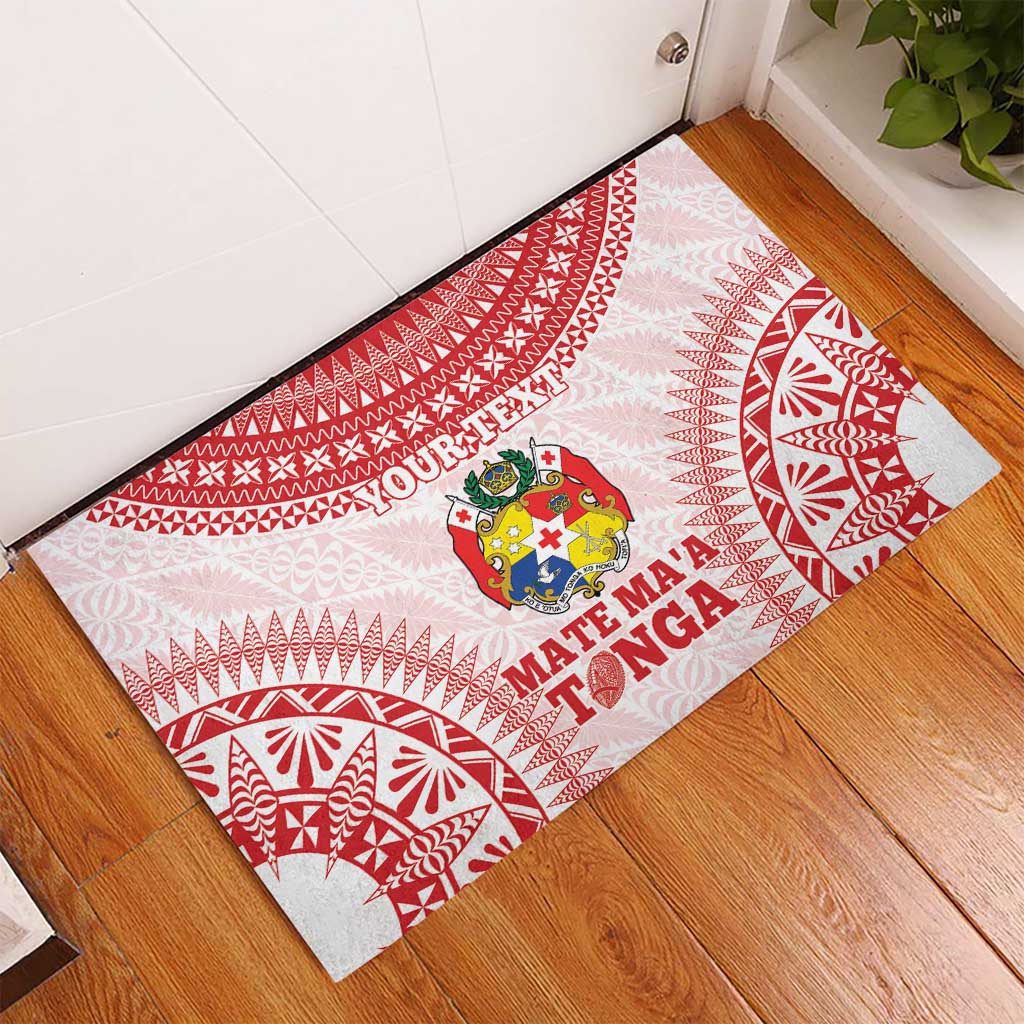 Custom Tonga Mate Maa Rubber Doormat Go Champions Tongan Ngatu - White LT14 - Polynesian Pride