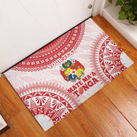 Custom Tonga Mate Maa Rubber Doormat Go Champions Tongan Ngatu - White LT14 - Polynesian Pride