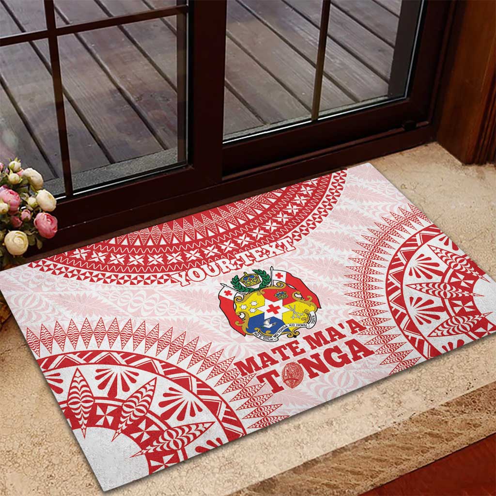 Custom Tonga Mate Maa Rubber Doormat Go Champions Tongan Ngatu - White LT14 - Polynesian Pride