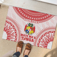 Custom Tonga Mate Maa Rubber Doormat Go Champions Tongan Ngatu - White LT14 - Polynesian Pride