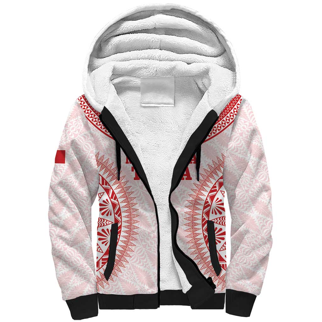 Custom Tonga Mate Maa Sherpa Hoodie Go Champions Tongan Ngatu - White LT14 Unisex White - Polynesian Pride