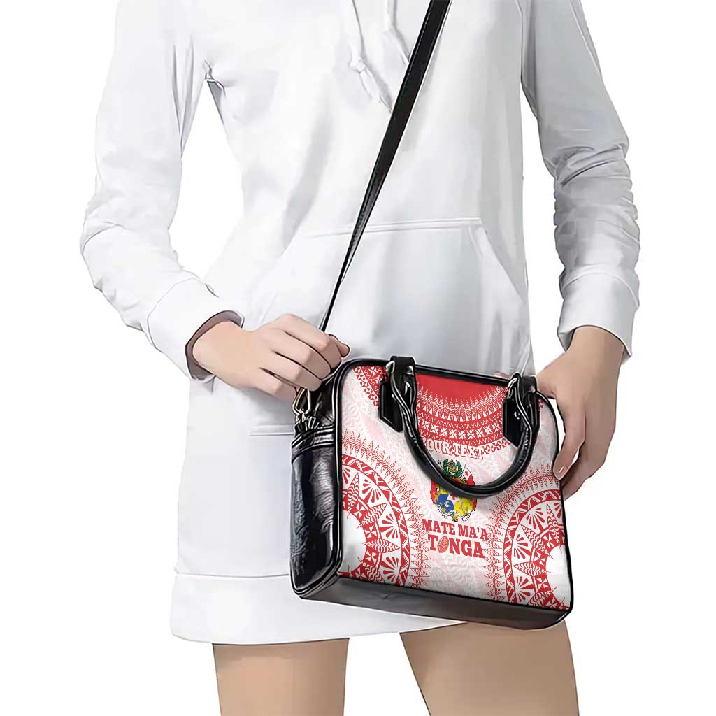 Custom Tonga Mate Maa Shoulder Handbag Go Champions Tongan Ngatu - White