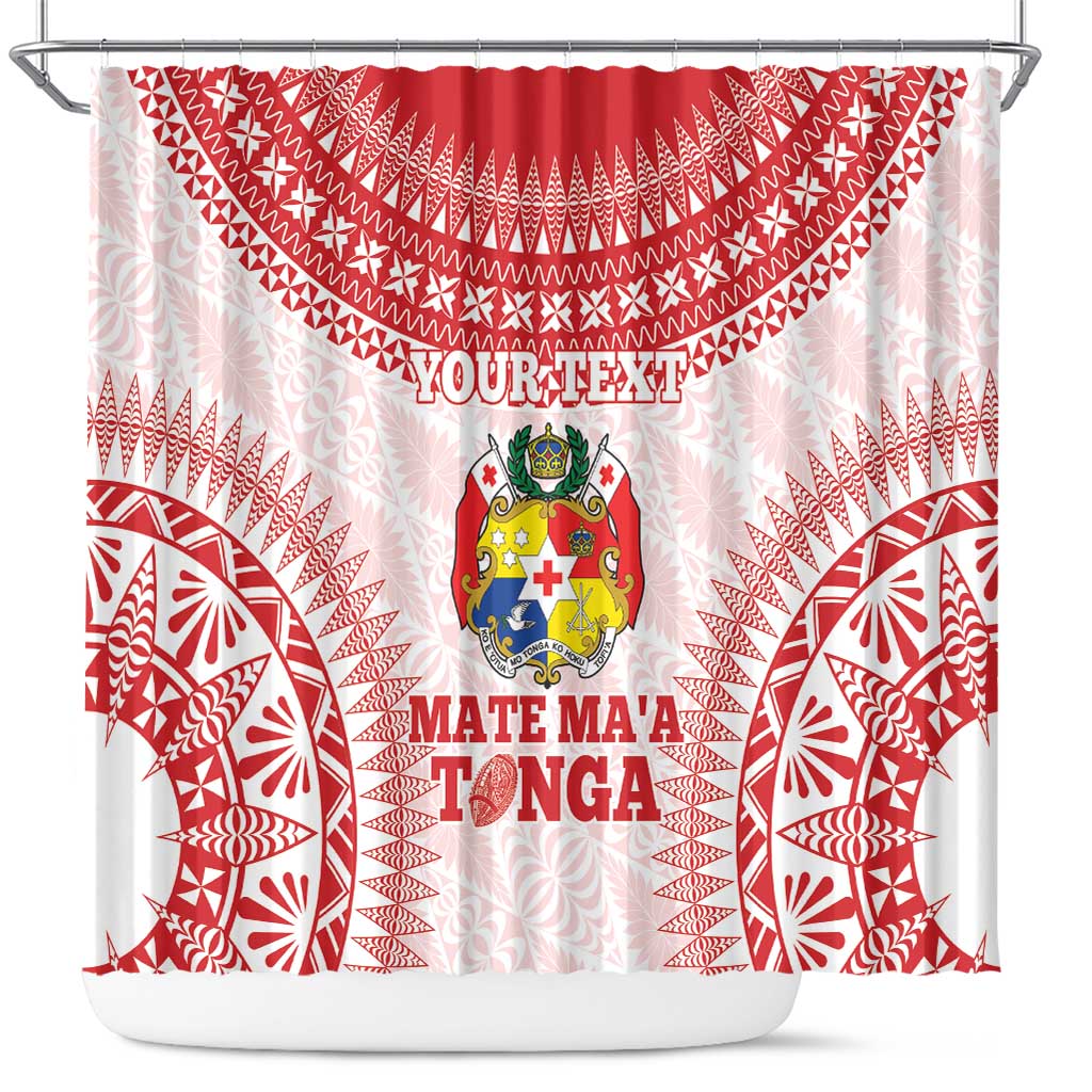 Custom Tonga Mate Maa Shower Curtain Go Champions Tongan Ngatu - White