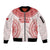 Custom Tonga Mate Maa Sleeve Zip Bomber Jacket Go Champions Tongan Ngatu - White