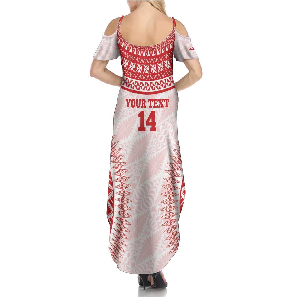 Custom Tonga Mate Maa Summer Maxi Dress Go Champions Tongan Ngatu - White LT14 - Polynesian Pride