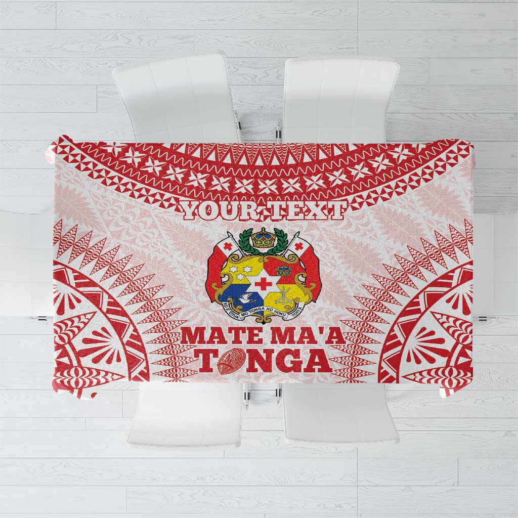 Custom Tonga Mate Maa Tablecloth Go Champions Tongan Ngatu - White LT14 White - Polynesian Pride