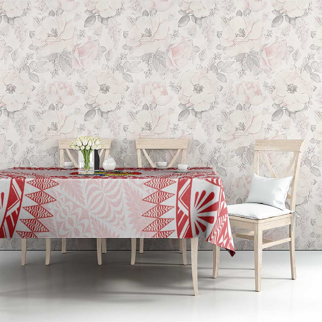 Custom Tonga Mate Maa Tablecloth Go Champions Tongan Ngatu - White LT14 - Polynesian Pride
