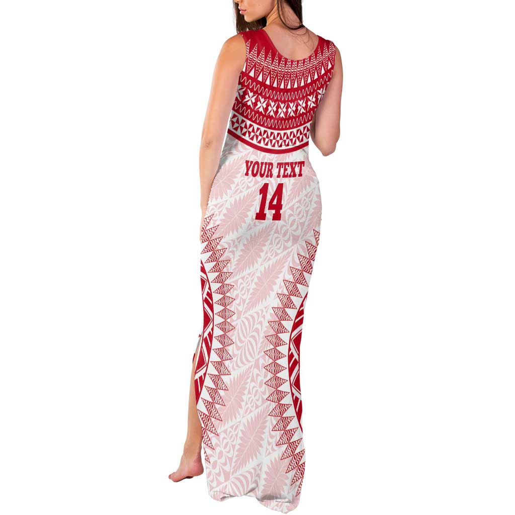 Custom Tonga Mate Maa Tank Maxi Dress Go Champions Tongan Ngatu - White LT14 - Polynesian Pride