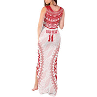 Custom Tonga Mate Maa Tank Maxi Dress Go Champions Tongan Ngatu - White LT14 - Polynesian Pride