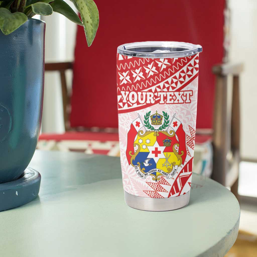 Personalised Tonga Mate Maa Tumbler Cup Go Champions Tongan Ngatu - White LT14 - Polynesian Pride