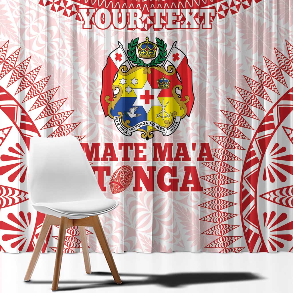 Custom Tonga Mate Maa Window Curtain Go Champions Tongan Ngatu - White LT14 - Polynesian Pride