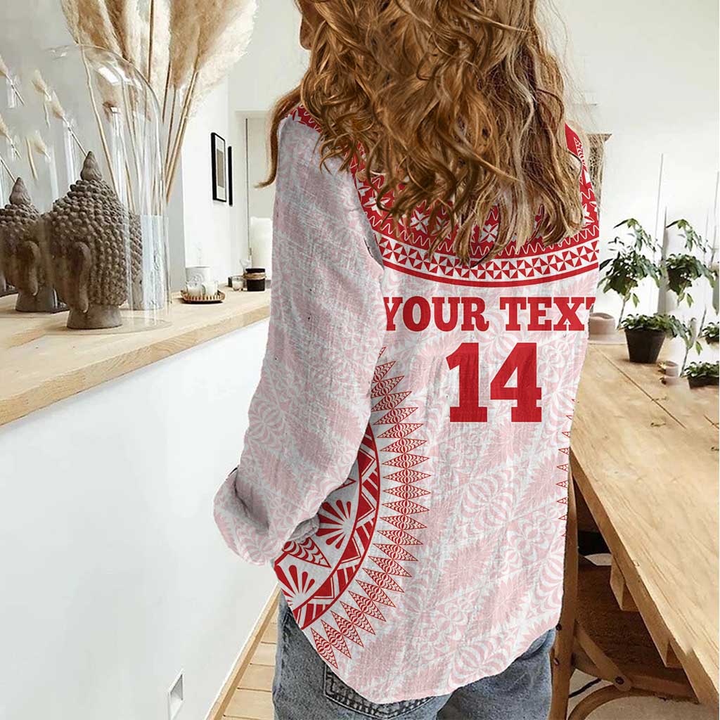 Custom Tonga Mate Maa Women Casual Shirt Go Champions Tongan Ngatu - White