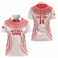 Custom Tonga Mate Maa Women Polo Shirt Go Champions Tongan Ngatu - White