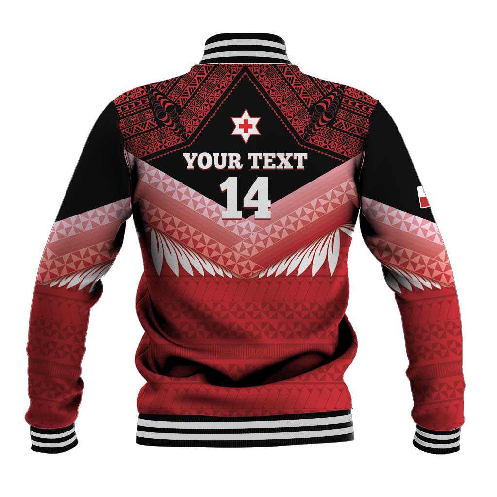 Custom Mate Maa Tonga XIII Baseball Jacket Tongan Kupesi Ngatu - Rugby Style LT14 - Polynesian Pride