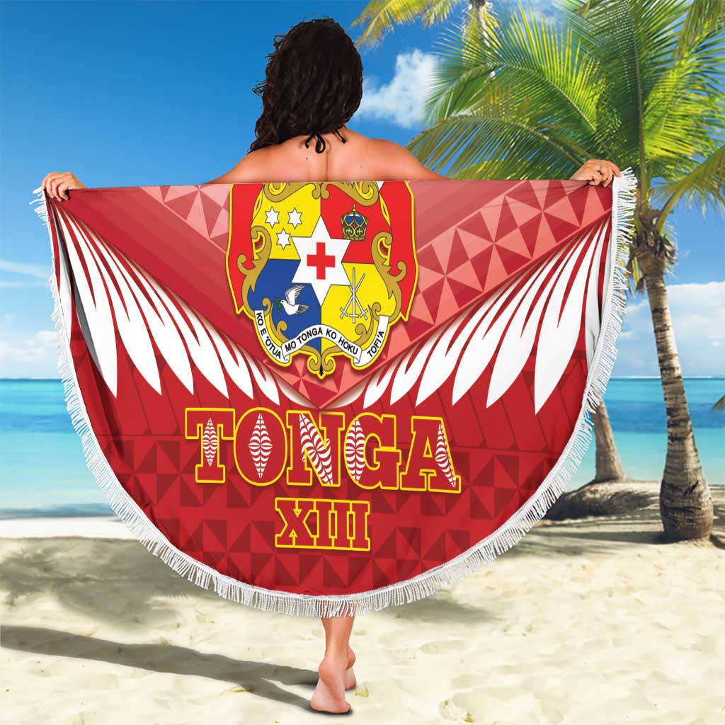 Custom Mate Maa Tonga XIII Beach Blanket Tongan Kupesi Ngatu - Rugby Style LT14 - Polynesian Pride