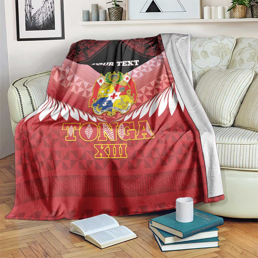 Custom Mate Maa Tonga XIII Blanket Tongan Kupesi Ngatu - Rugby Style