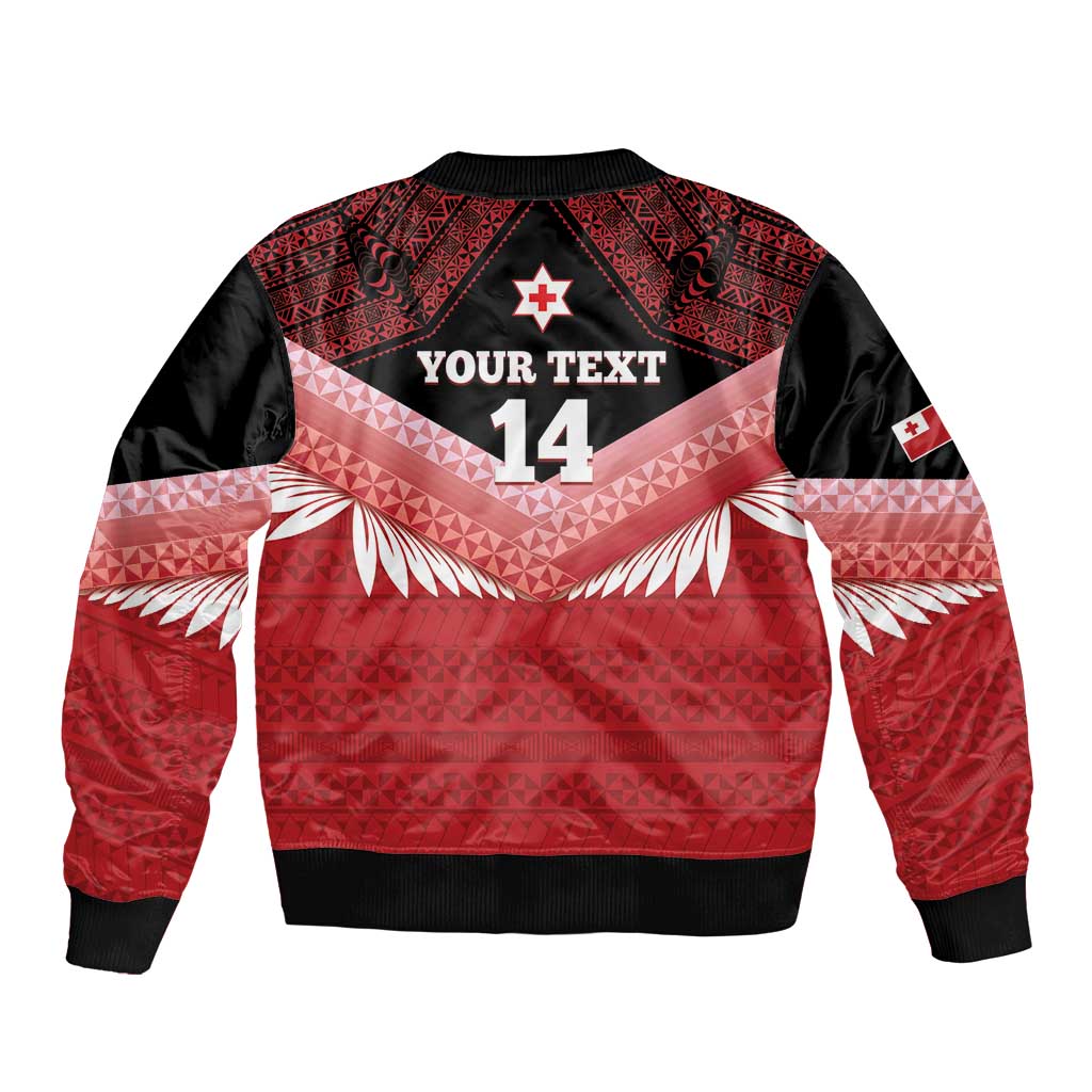 Custom Mate Maa Tonga XIII Bomber Jacket Tongan Kupesi Ngatu - Rugby Style