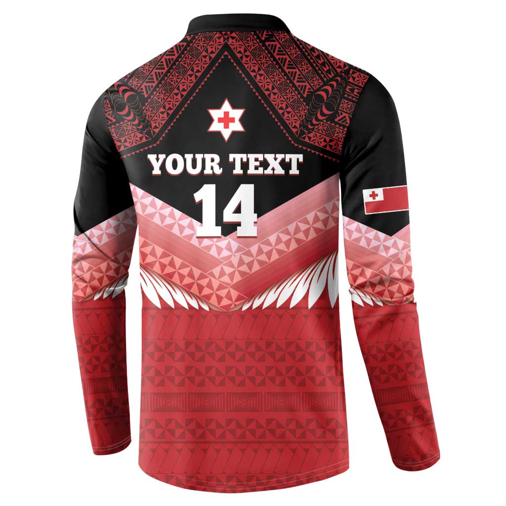 Custom Mate Maa Tonga XIII Button Sweatshirt Tongan Kupesi Ngatu - Rugby Style LT14 - Polynesian Pride