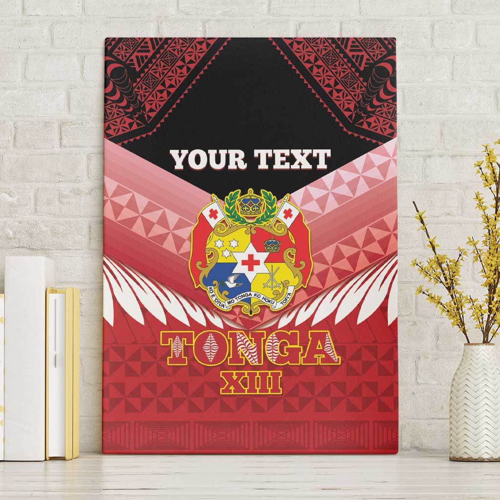 Custom Mate Maa Tonga XIII Canvas Wall Art Tongan Kupesi Ngatu - Rugby Style LT14 Without Frame Red - Polynesian Pride
