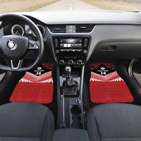 Custom Mate Maa Tonga XIII Car Mats Tongan Kupesi Ngatu - Rugby Style LT14 Set 2pcs - Front Red - Polynesian Pride