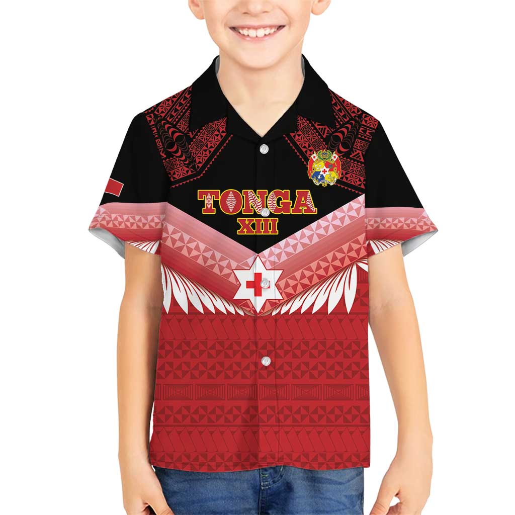 Custom Mate Maa Tonga XIII Family Matching Puletasi and Hawaiian Shirt Tongan Kupesi Ngatu - Rugby Style