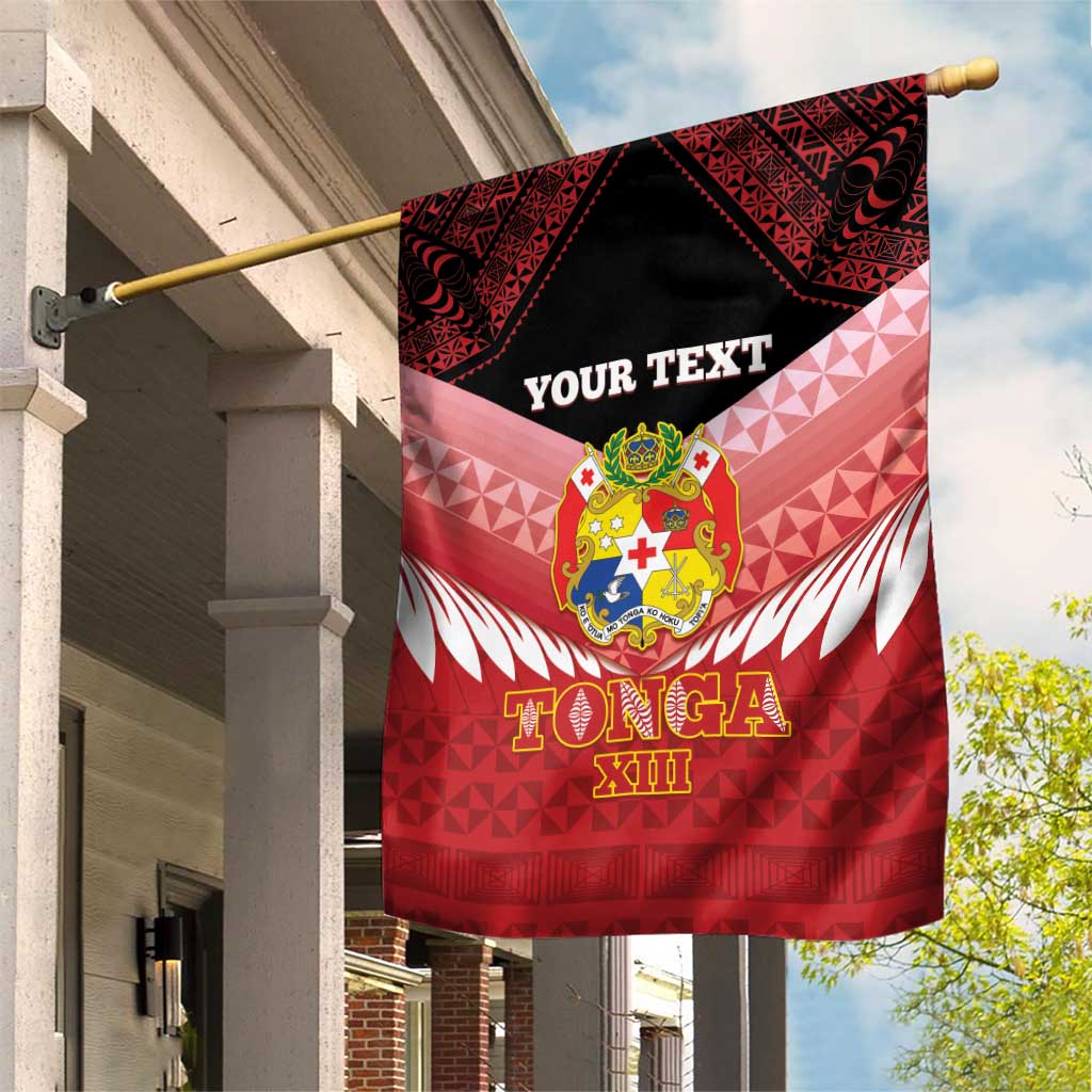 Custom Mate Maa Tonga XIII Garden Flag Tongan Kupesi Ngatu - Rugby Style LT14 House Flag Red - Polynesian Pride