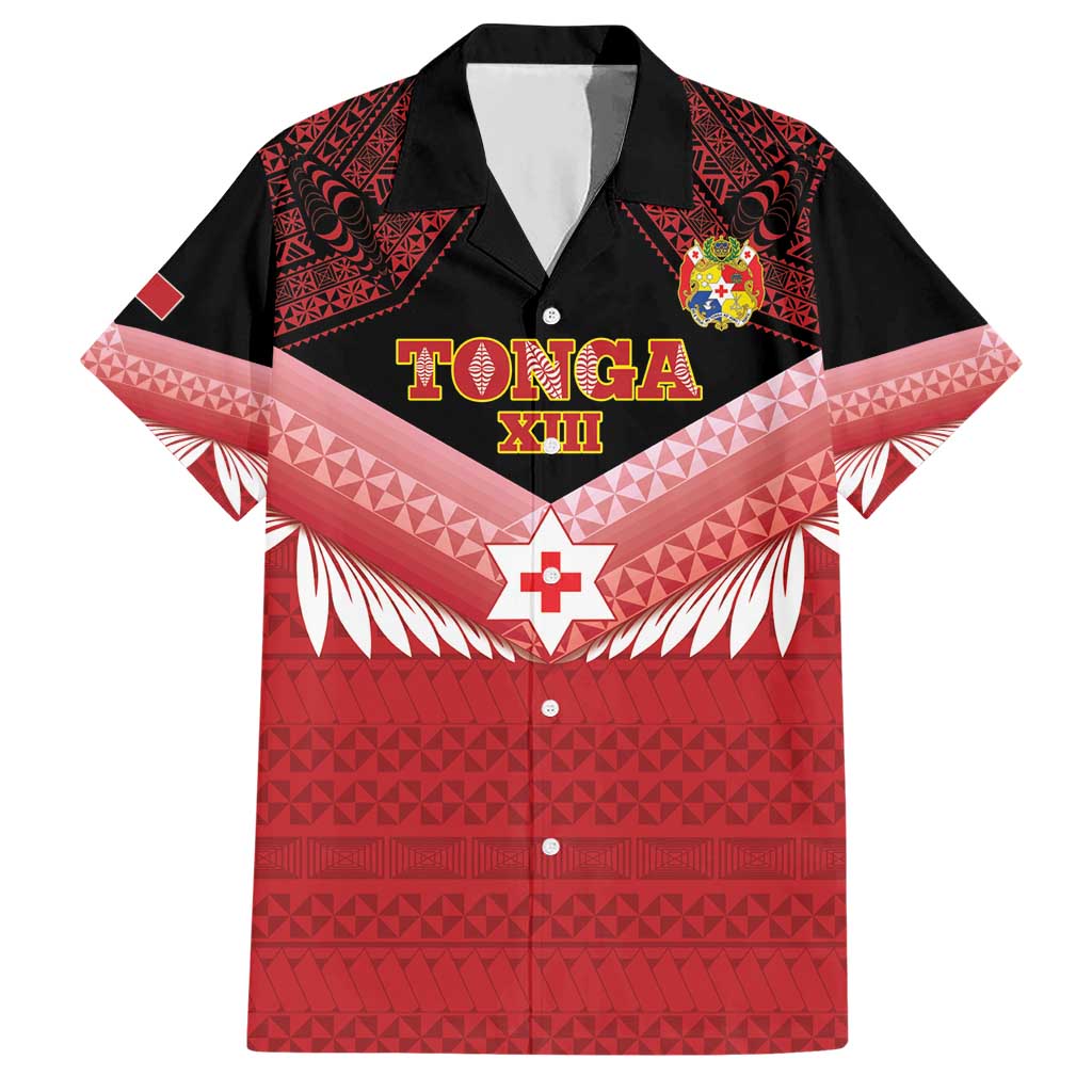 Custom Mate Maa Tonga XIII Hawaiian Shirt Tongan Kupesi Ngatu - Rugby Style LT14 Red - Polynesian Pride