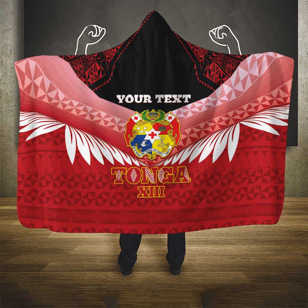 Custom Mate Maa Tonga XIII Hooded Blanket Tongan Kupesi Ngatu - Rugby Style LT14 - Polynesian Pride