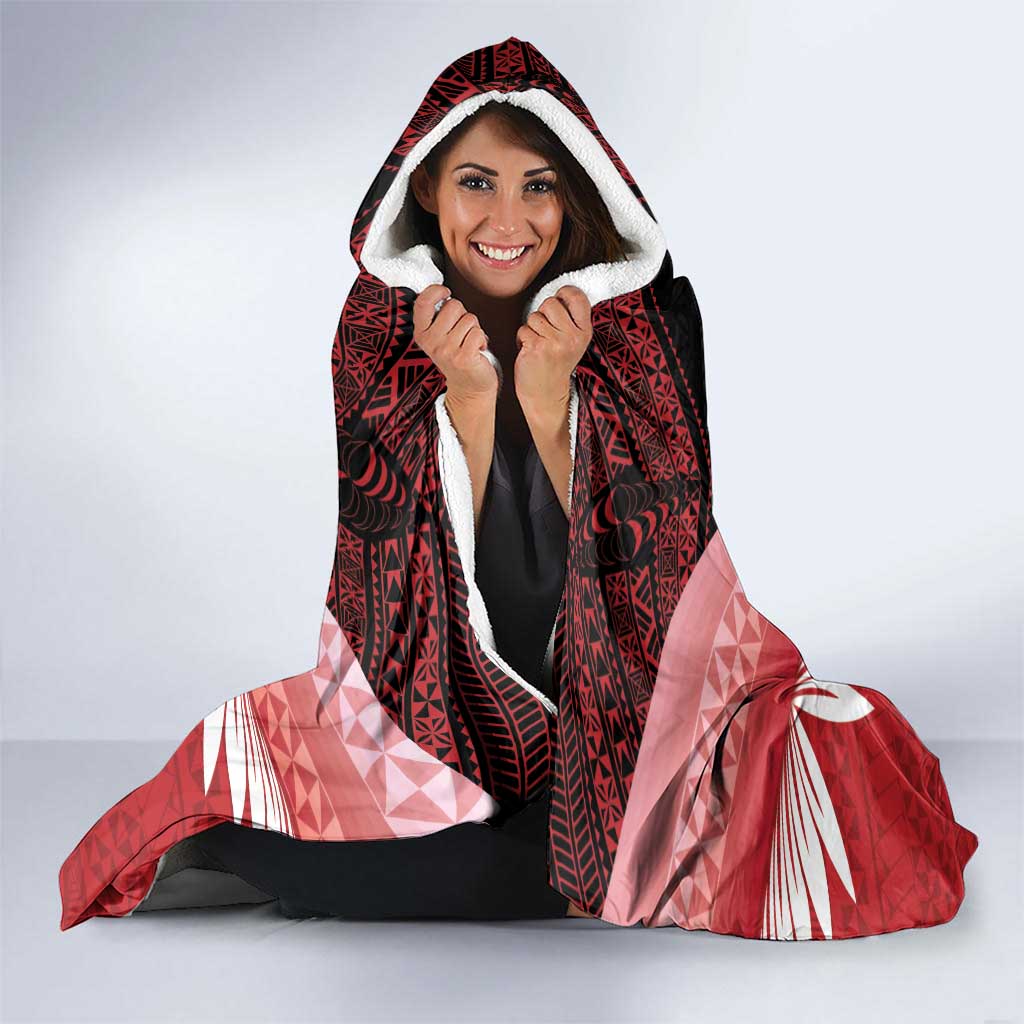 Custom Mate Maa Tonga XIII Hooded Blanket Tongan Kupesi Ngatu - Rugby Style LT14 - Polynesian Pride