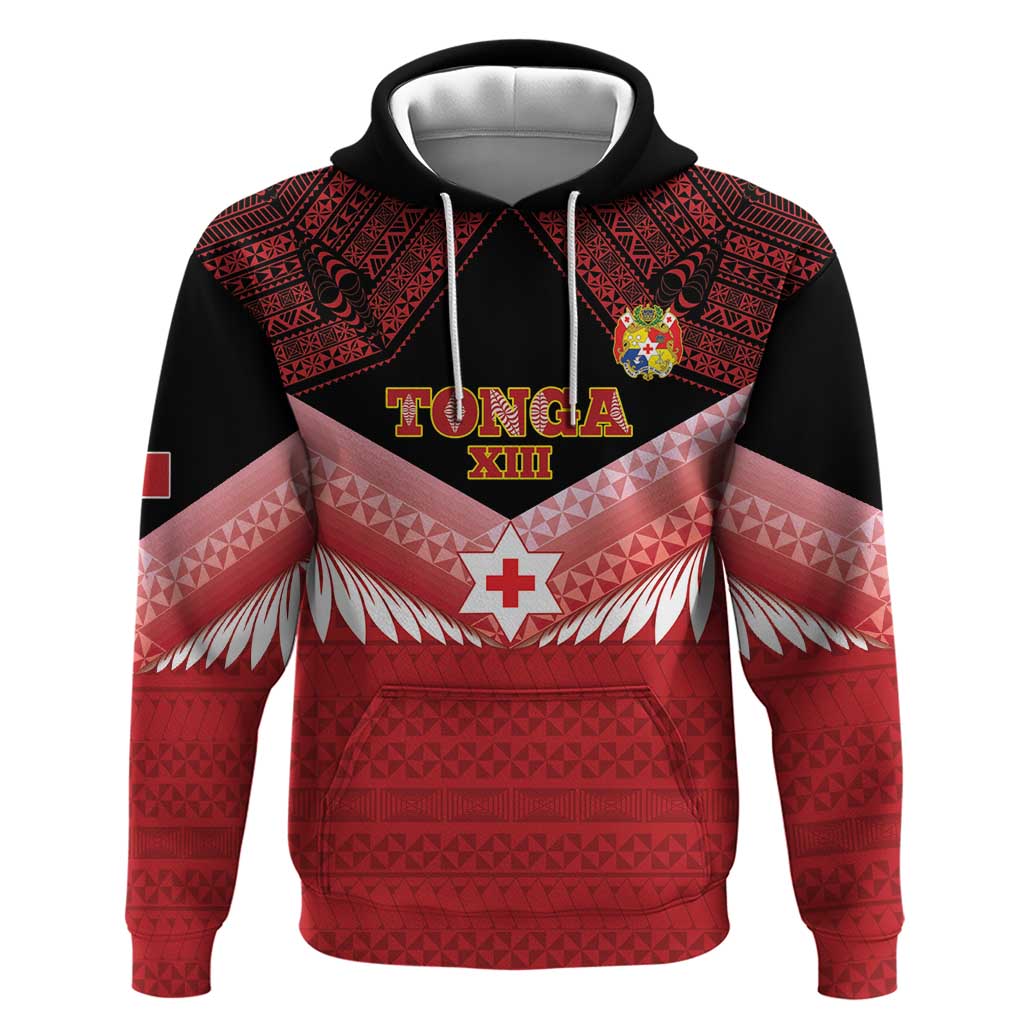 Custom Mate Maa Tonga XIII Hoodie Tongan Kupesi Ngatu - Rugby Style