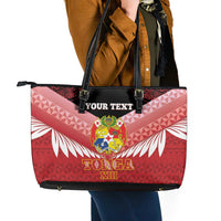 Custom Mate Maa Tonga XIII Leather Tote Bag Tongan Kupesi Ngatu - Rugby Style LT14 - Polynesian Pride