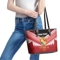 Custom Mate Maa Tonga XIII Leather Tote Bag Tongan Kupesi Ngatu - Rugby Style LT14 - Polynesian Pride