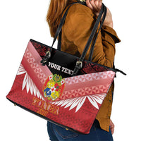 Custom Mate Maa Tonga XIII Leather Tote Bag Tongan Kupesi Ngatu - Rugby Style LT14 - Polynesian Pride