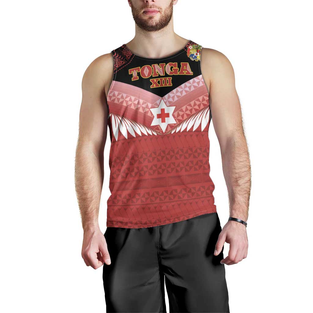 Custom Mate Maa Tonga XIII Men Tank Top Tongan Kupesi Ngatu - Rugby Style LT14 - Polynesian Pride
