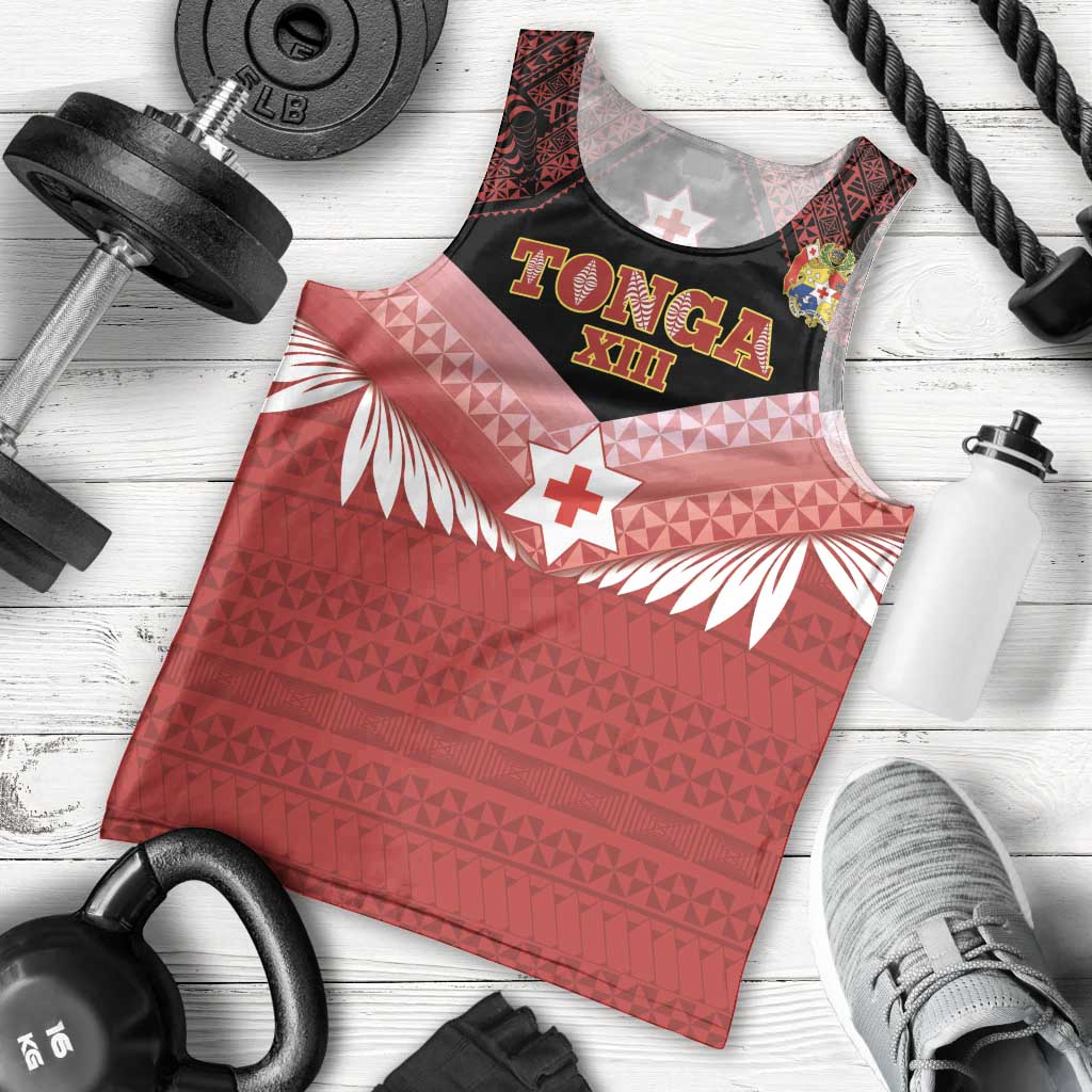 Custom Mate Maa Tonga XIII Men Tank Top Tongan Kupesi Ngatu - Rugby Style LT14 - Polynesian Pride