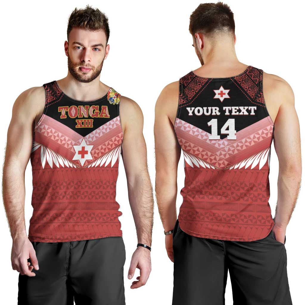Custom Mate Maa Tonga XIII Men Tank Top Tongan Kupesi Ngatu - Rugby Style LT14 - Polynesian Pride