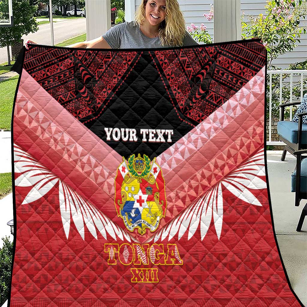 Custom Mate Maa Tonga XIII Quilt Tongan Kupesi Ngatu - Rugby Style