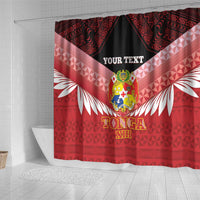 Custom Mate Maa Tonga XIII Shower Curtain Tongan Kupesi Ngatu - Rugby Style