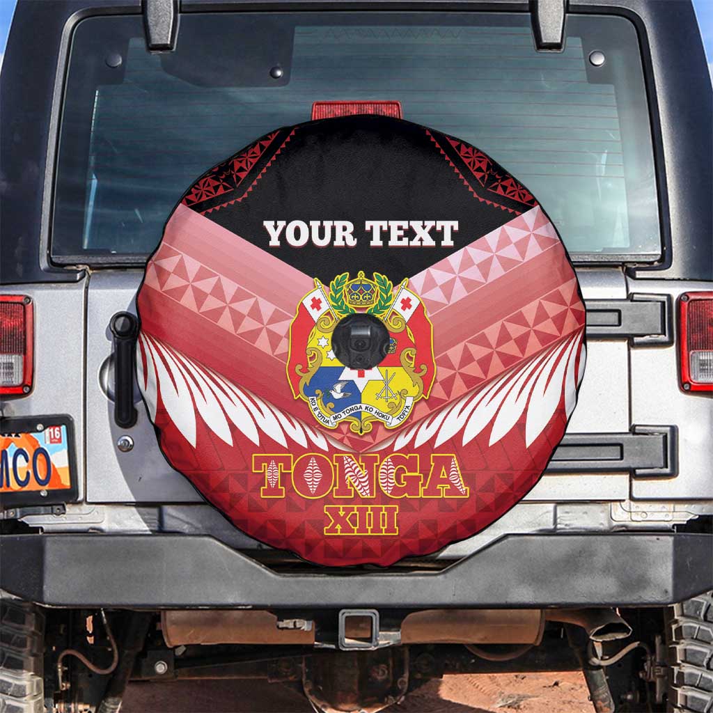 Custom Mate Maa Tonga XIII Spare Tire Cover Tongan Kupesi Ngatu - Rugby Style