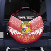 Custom Mate Maa Tonga XIII Spare Tire Cover Tongan Kupesi Ngatu - Rugby Style LT14 - Polynesian Pride