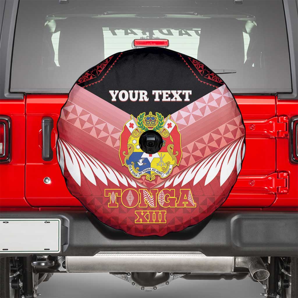 Custom Mate Maa Tonga XIII Spare Tire Cover Tongan Kupesi Ngatu - Rugby Style LT14 - Polynesian Pride